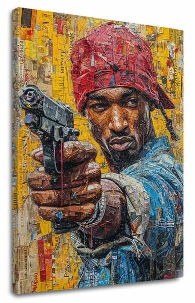 Obraz TUPAC SHAKUR - Rapový gangster | dotaženo rukou umělce - 60x90 cm