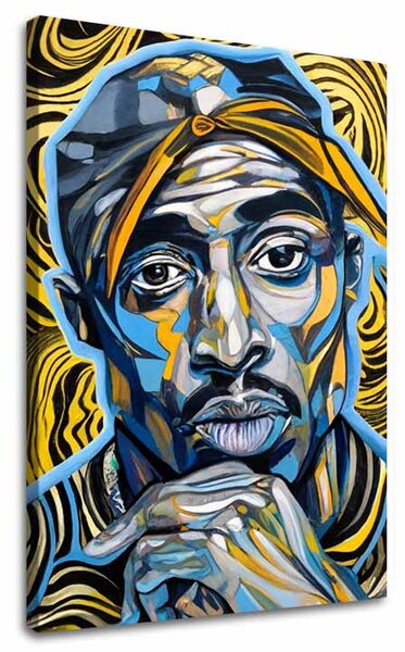 Obraz Tupac Shakur - Zlaté tóny rapu | dotaženo rukou umělce - 60x90 cm