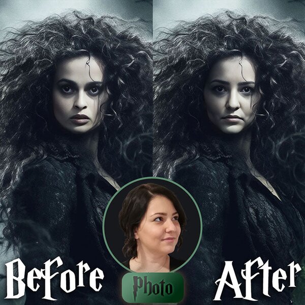 Obraz z fotografie Bellatrix Lestrange - Temná čarodějnice - 50x60 cm
