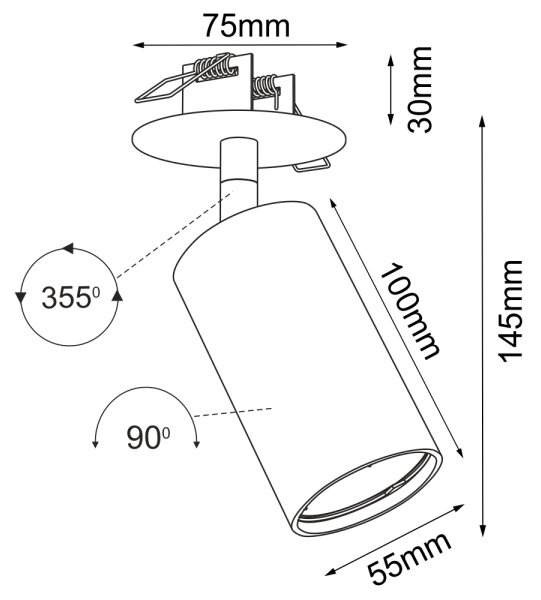 Brosline 3254 - Podhledové bodové svítidlo ACE 1xGU10/10W/230V černá