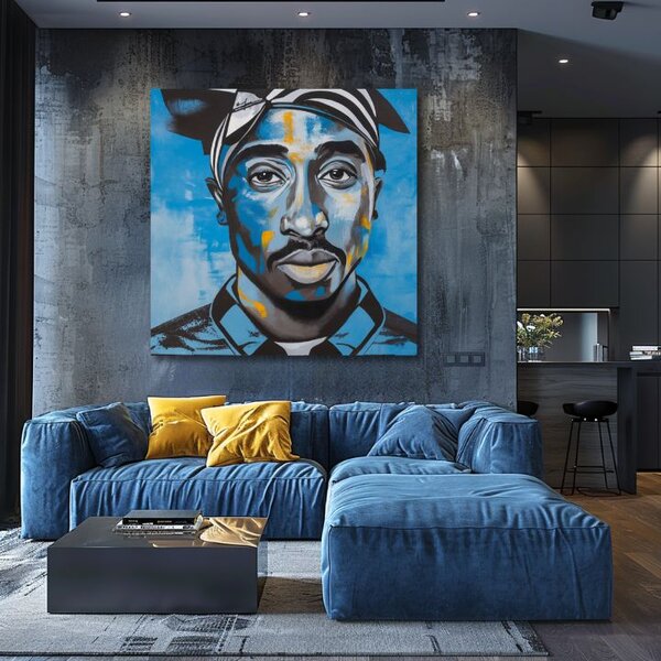 Obraz TUPAC SHAKUR - Rapper v nebi | dotaženo rukou umělce - 60x60 cm