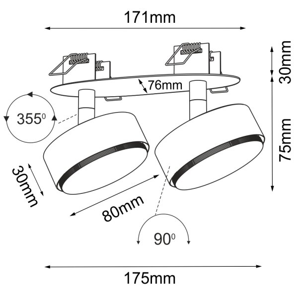 Brosline 3261 - Podhledové bodové svítidlo DROP 2xGX53/9W/230V černá