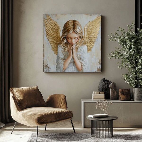 Obraz andělů Nebeská harmonie | dotaženo rukou umělce - 60x60 cm
