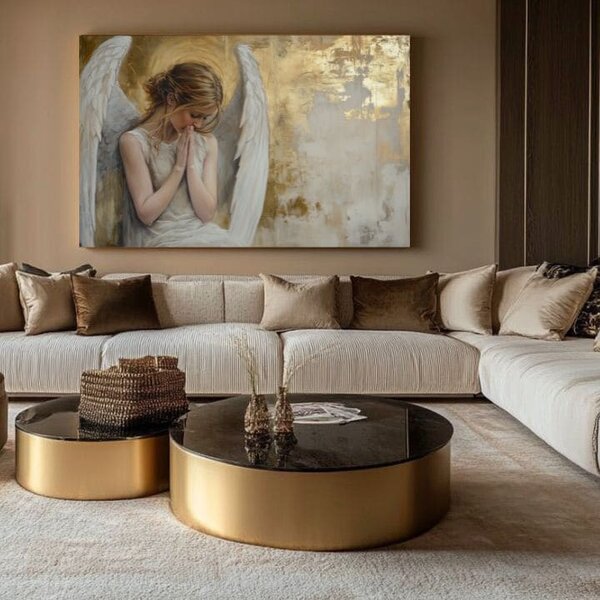 Obraz andělů Zlatý pokoj | dotaženo rukou umělce - 40x60 cm