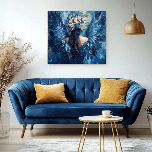 Obraz andělů Tajemná tvář | dotaženo rukou umělce - 60x60 cm