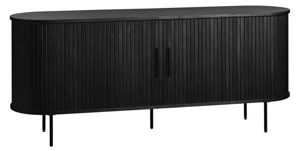Černá nízká komoda v dekoru dubu s posuvnými dveřmi 76x180 cm Nola – Unique Furniture