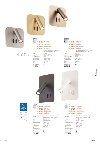 Redo 01-1491 - LED Nástěnné svítidlo QUDA LED/6W/230V + LED/3W CRI 90 bílá