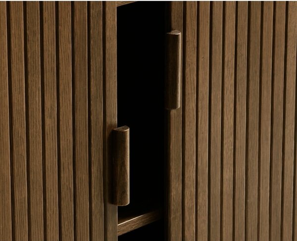 Hnědá skříňka v dekoru dubu s posuvnými dveřmi 113x90 cm Cavo – Unique Furniture