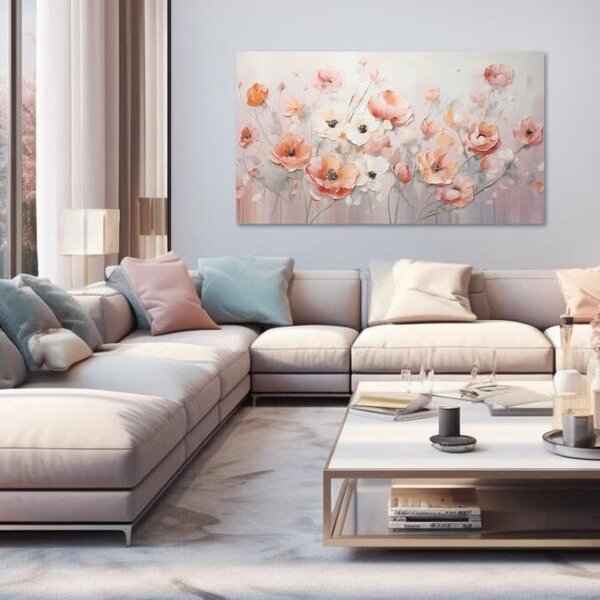 Peach Fuzz Obrazy Kvetoucí sny - 50x100 cm