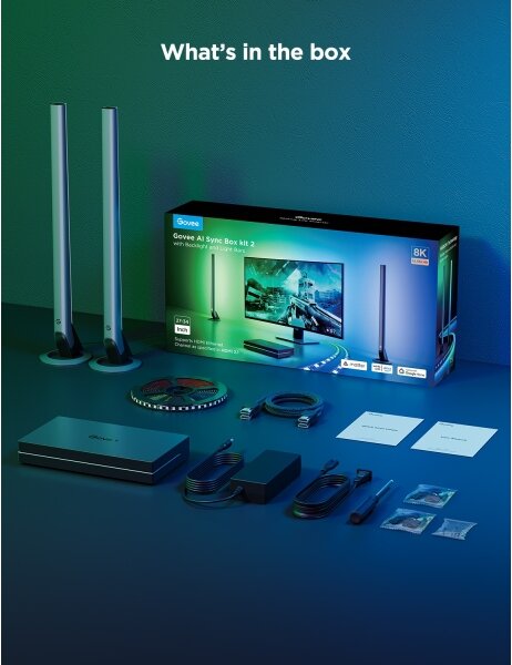 Govee - AI Sync Box Kit 2 Smart sada PC osvětlení 27-34" + LED panely Wi-Fi