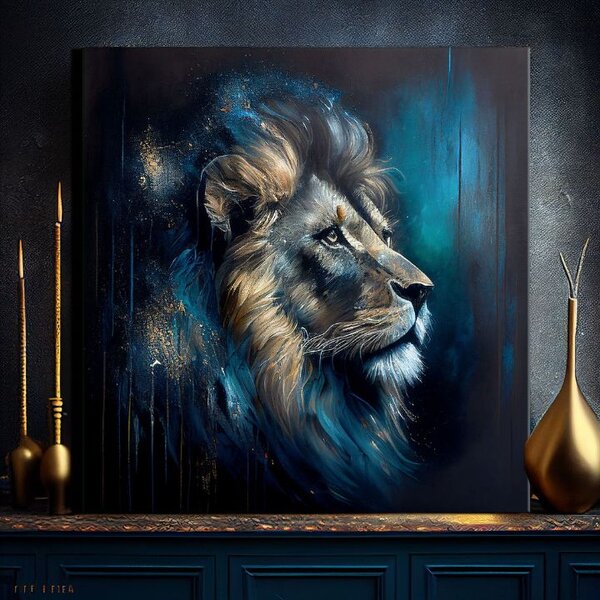 Dekorativní obraz na plátně - PREMIUM ART - Lví síla a půvab 60x60 cm