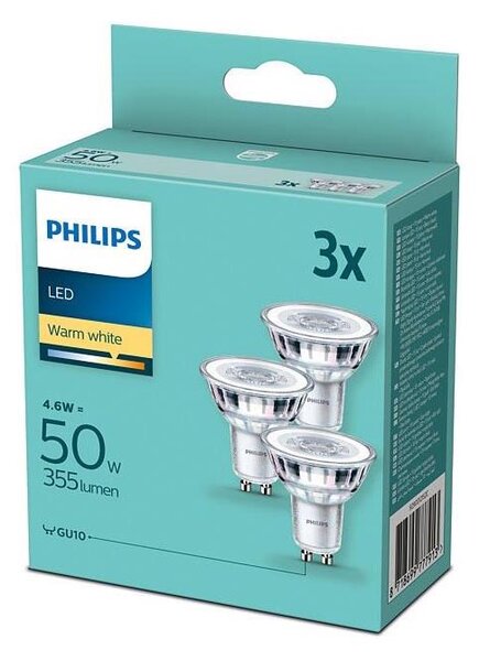 SADA 3x LED Žárovka Philips GU10/4,6W/230V 2700K