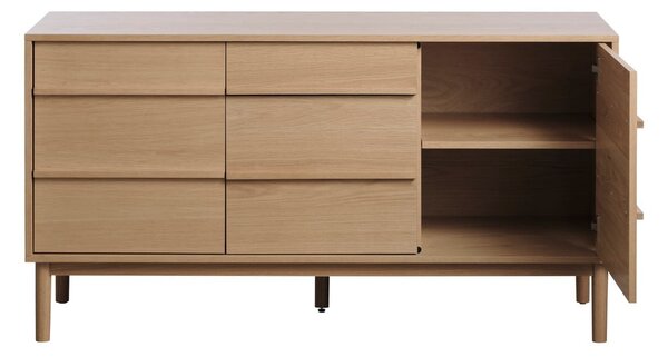 Nízká komoda v dekoru dubu v přírodní barvě 75x140 cm Ponza – Unique Furniture