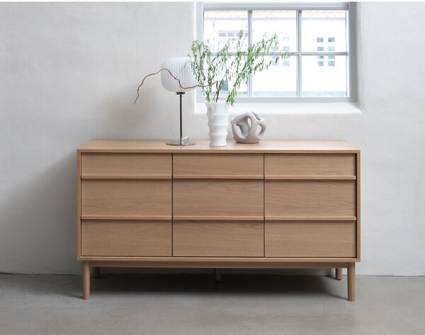 Nízká komoda v dekoru dubu v přírodní barvě 75x140 cm Ponza – Unique Furniture