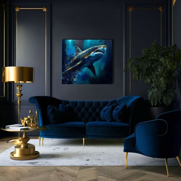 Dekorativní obraz na plátně - PREMIUM ART - Shark Force in Dark Water - 60x50 cm