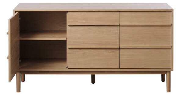 Nízká komoda v dekoru dubu v přírodní barvě 75x140 cm Ponza – Unique Furniture