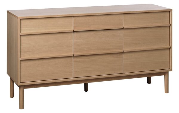 Nízká komoda v dekoru dubu v přírodní barvě 75x140 cm Ponza – Unique Furniture
