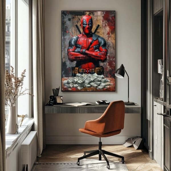 Obraz DEADPOOL : Peníze a chaos | dotaženo rukou umělce - 60x90 cm