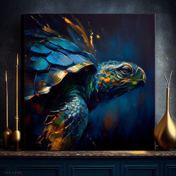 Dekorativní obraz na plátně - PREMIUM ART - Green Turtle Odyssey - 60x60 cm