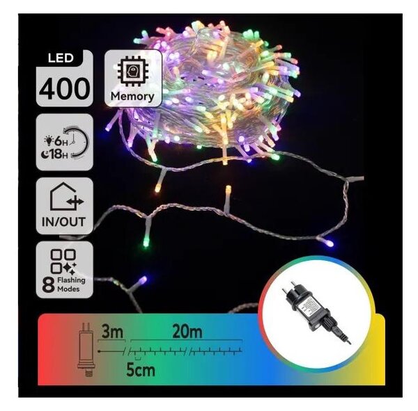 Aigostar - LED RGBY Venkovní vánoční řetěz 400xLED/6W/230V 20m IP44