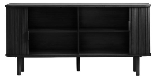 Černá nízká komoda v dekoru dubu s posuvnými dveřmi 76x160 cm Cavo – Unique Furniture