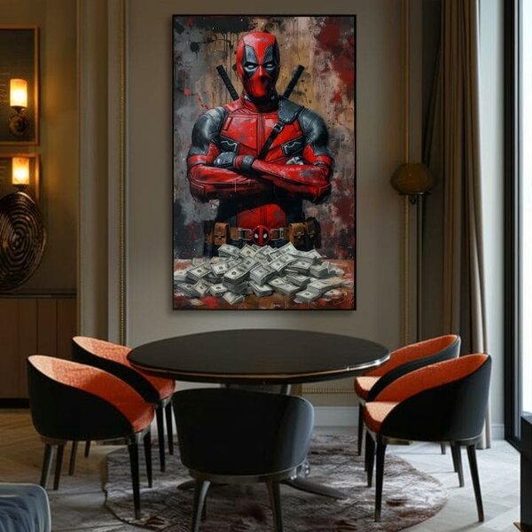 Obraz DEADPOOL : Peníze a chaos | dotaženo rukou umělce - 60x90 cm