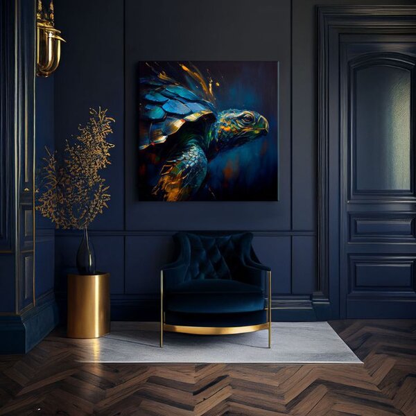 Dekorativní obraz na plátně - PREMIUM ART - Green Turtle Odyssey - 60x60 cm