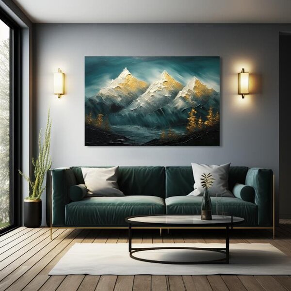 Moderní nástěnná dekorace Horizont zlaté harmonie - PREMIUM ART - 40x60 cm