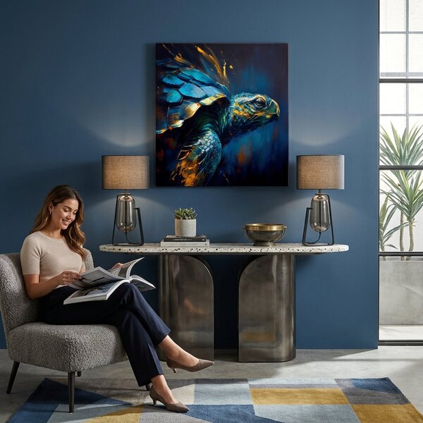 Dekorativní obraz na plátně - PREMIUM ART - Green Turtle Odyssey - 60x60 cm