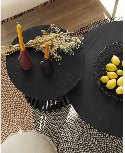 Černý konferenční stolek z teakového dřeva Kave Home Irune, ⌀ 80 cm