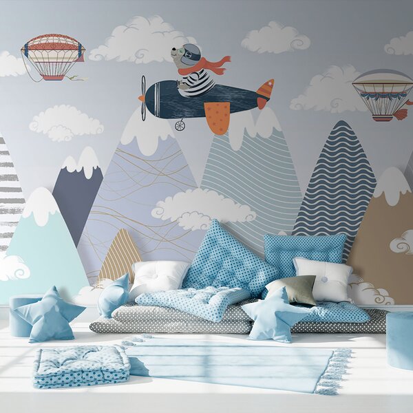 Fototapeta Kreslený medvěd letící v letadle, Dětské fototapety, Populární fototapety, u93546 - Tapeko.co.cz