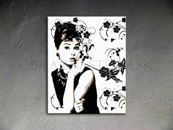 Ručně malovaný POP ART obraz AUDREY HEPBURN 80x100 cm