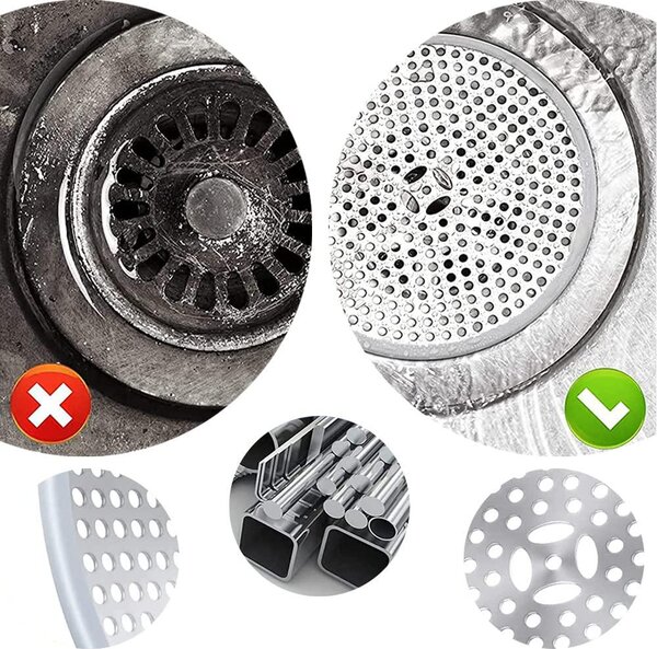 Odtokové sítko vlasový lapač sprchy - Nerezová ocel - 118 mm - Protiskluzový okraj - Pro sprchu a koupelnu