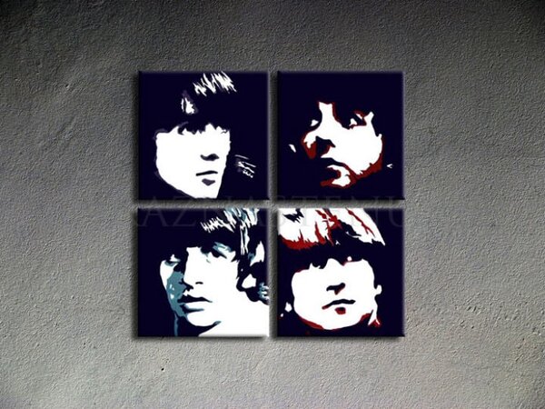 Ručně malovaný POP ART obraz BEATLES 100x100 cm