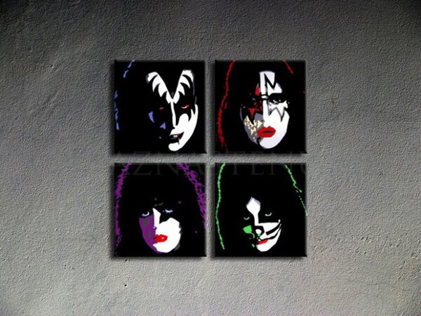 Ručně malovaný POP ART obraz KISS 80x80 cm