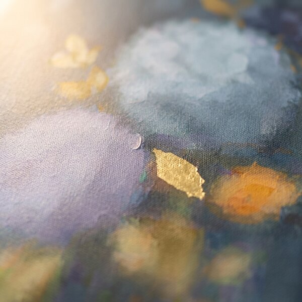 Obraz hortenzie na plátně – s ručně malovanými detaily - 40x60 cm