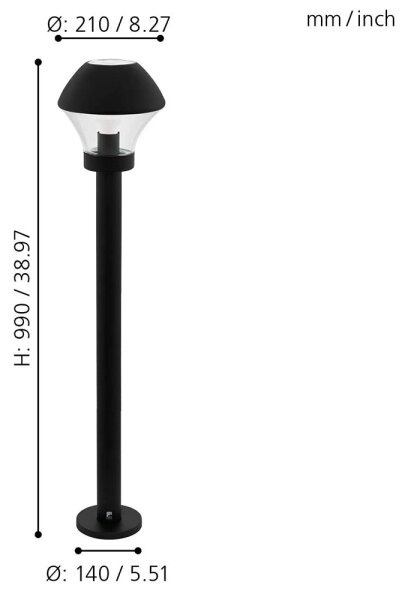 Eglo 33568 - LED Stmívatelná venkovní lampa VERLUCCA-C 1xE27/9W/230V IP44
