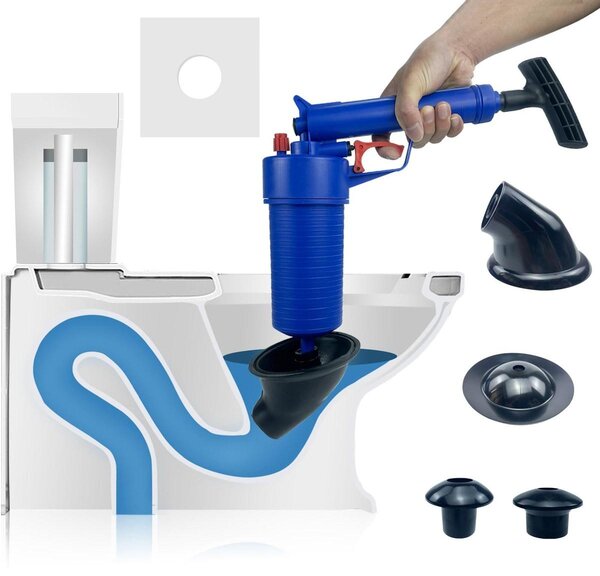 Odpařovač odpadu - Vzduchový tlak - 4 přísavky - Čistič odpadu WC, dřez, sprcha, vana