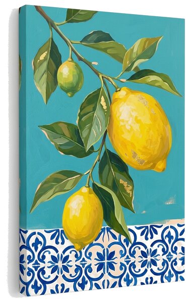 Obraz s motivem citronů na plátně – s ručně malovanými detaily - 40x60 cm