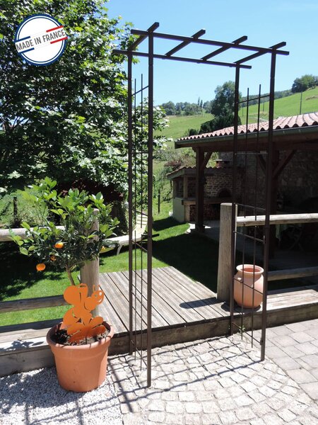 Malá železná pergola, čtvercová, rozměry 97 x 40 x 198 cm, s epoxidovou povrchovou úpravou