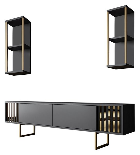Televizní stolek s policemi Linie Anthracite and Gold