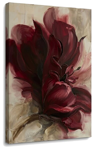 Moderní obraz bordového květu na plátně - 40x60 cm