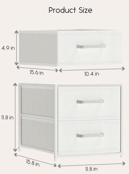Komoda - Komoda se 2 látkovými zásuvkami - 40 x 30 x 30 cm - Moderní minimalistický design