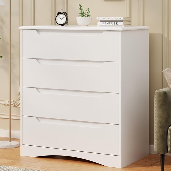 Komoda - se 4 zásuvkami - 71,4 x 41,1 x 82,0 cm - Bílá - Do ložnice a obývacího pokoje