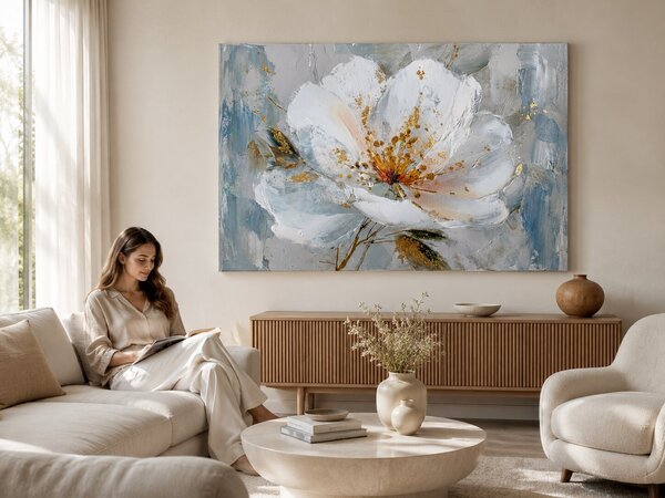 Ručně malovaný obraz KVĚT Z LÁSKY - 120x80 cm / Klasický 2 cm