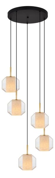 Zuma Line 003064-034743-Lustr na lanku SOLIX 5xE27/25W/230V pr.73 cm zlatá/černá