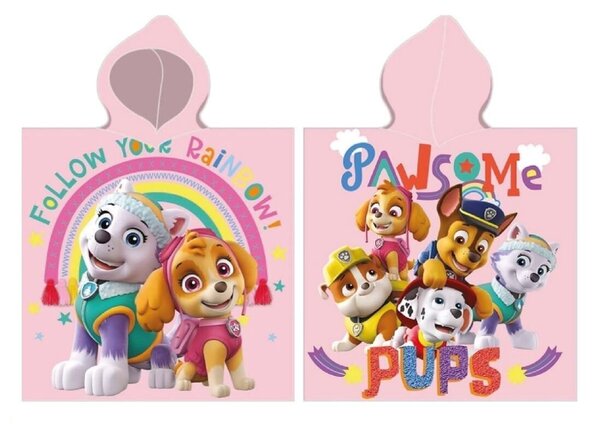 Dětské pončo PAW PATROL růžový 55x110cm Setino