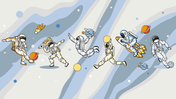 Fototapeta Skupina astronautů ve vesmíru, Dětské fototapety, Populární fototapety, u93828 - Tapeko.co.cz