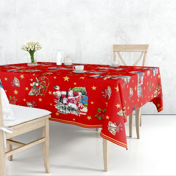 Ubrus PVC M-137A - Vánoční červený - Role 140cm x 20m
