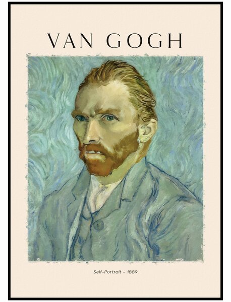 Vincent van Gogh - Autoportrét 1889 Rozměr plakátu: A4 (21 x 29,7 cm)